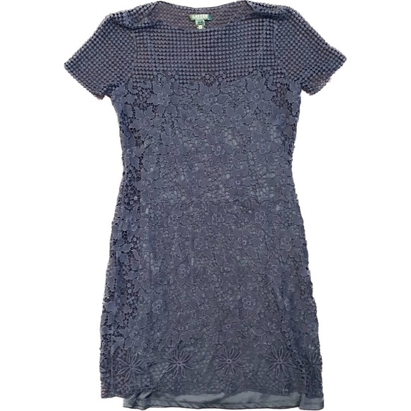 Lauren Ralph Lauren Short Sleeve Lace Knit Dress- Size Large - Picture 2 of 3